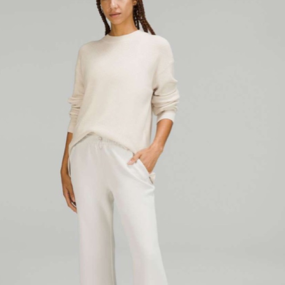 Lululemon ribbed merino wool blend crewneck sweater size 6 cream/ivory